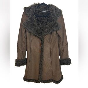 VTG 90’s Y2K Penny Lane Jacket Italy Made Brown Mid-Length Faux Fur Size 44